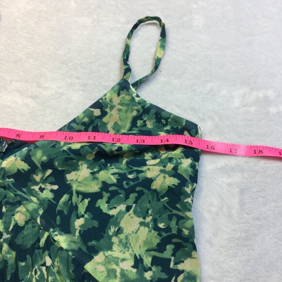 Chelsea 28 Pleated Midi Sundress Size XS Woman's Green Teal Becca Floral V-neck - Picture 7 of 16